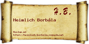 Heimlich Borbála névjegykártya